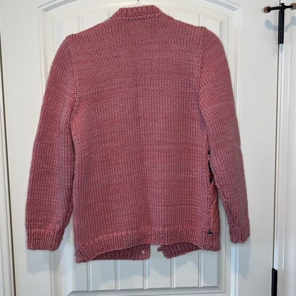 Handmade vintage sweater quilted front folksy boho hippie artsy patchwork M/L - Picture 12 of 14